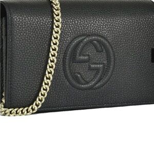 Gucci Black Leather Chain Wallet